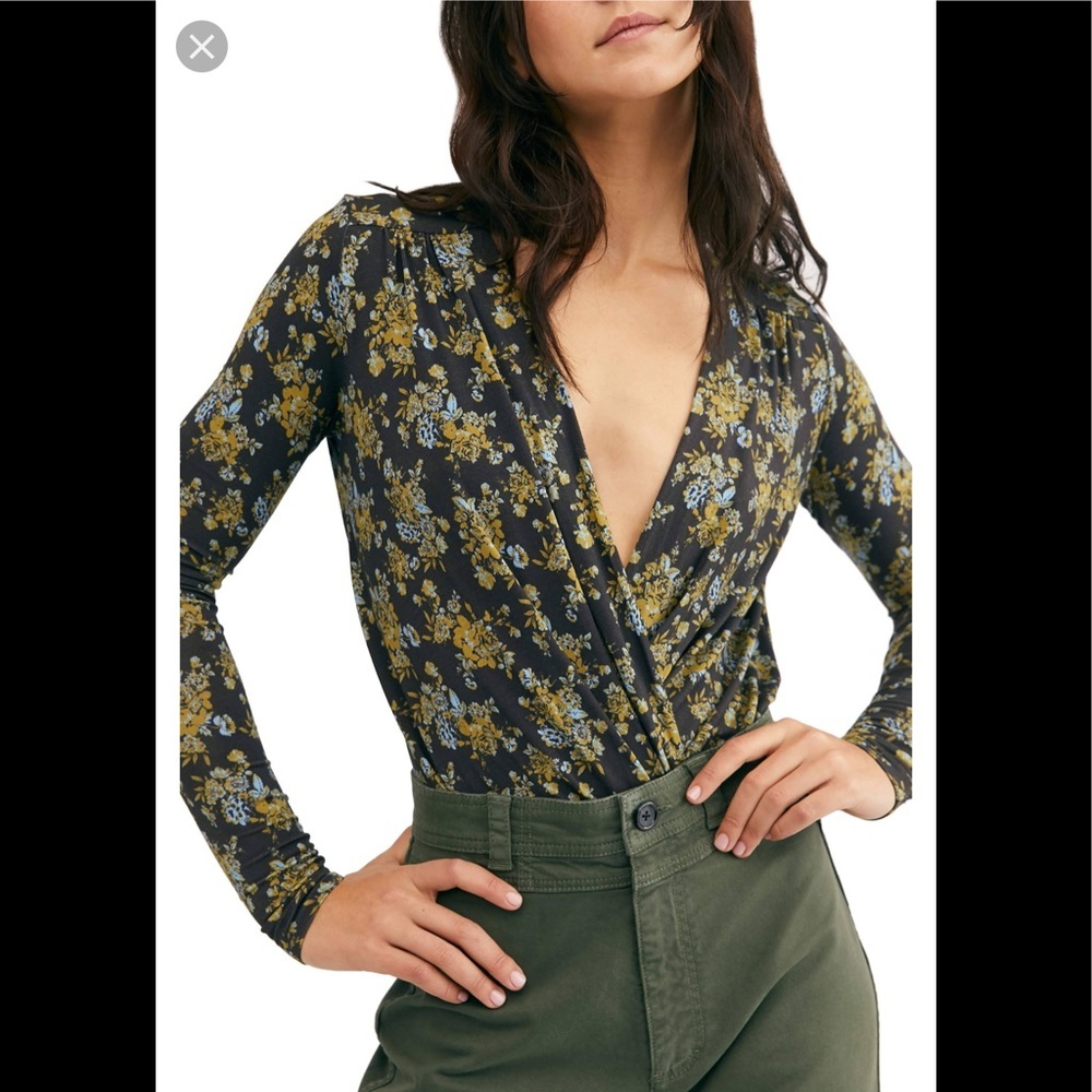 39. Free People Turnt Night Wrap Bodysuit in Night Combo